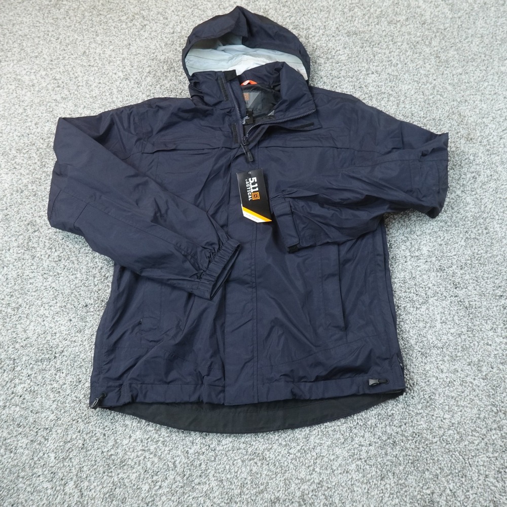 NEW 5.11 Tactical Jacket Mens S Blue Tac Dry Rain Shell Windbreaker Coat Outdoor